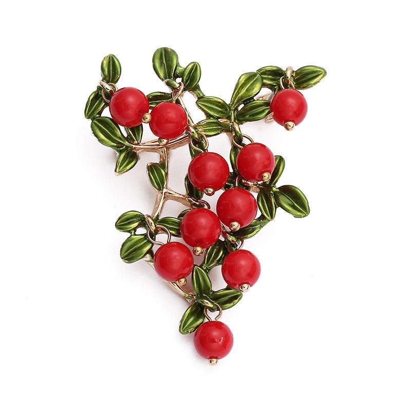 ブローチ レディース かわいい おしゃれ レトロ シンプル 和風 クランベリー フルーツ ラインストーン ..