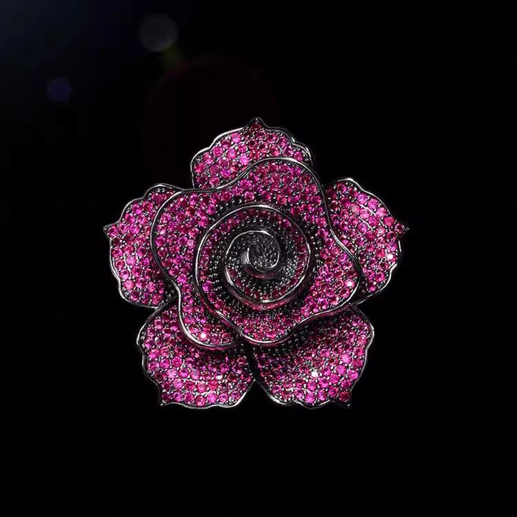 ブローチ レディース 薔薇 ローズ 高級感 上品 エレガント デザイン ジルコニア 合金製 スーツ ジャケット シャツ チャイナドレス 和装小物 結婚式 卒業式 入学式 パーティー 式典 フォーマル カジュアル アクセサリー