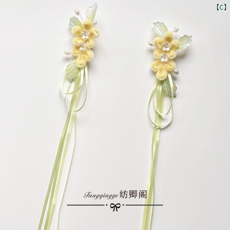 髪飾り レディース 手作り ベルベット調 ふんわり フラワー 蝶モチーフ ヘアクリッ...
