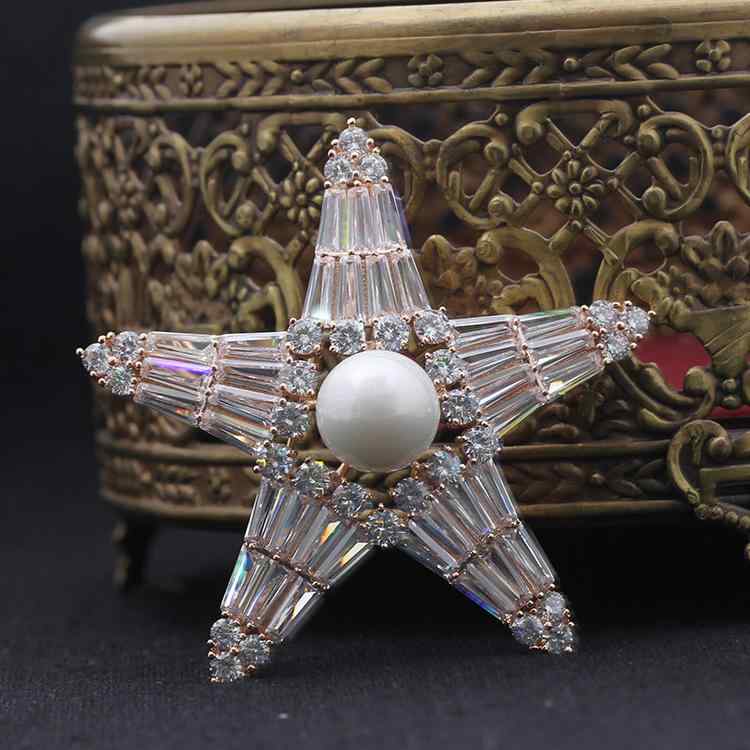 ブローチ レディース キラキラ輝く スターモチーフ シンプル 人造パール フェイクパール 銅ベース 電気メッキ加工 ゴールド シルバー フォーマル パーティー 結婚式 卒業式 入学式