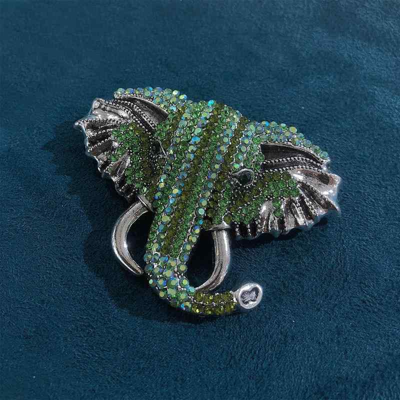 ブローチ メンズ レトロ インド風 象デザイン カラージルコニア 動物 ピンブローチ 合金製 パーティー ..