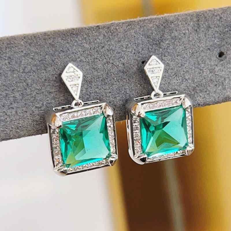 ドロップピアス レディース 揺れる 大ぶり スクエア ミントグリーン 925シルバーポスト 金メッキ加工 ..