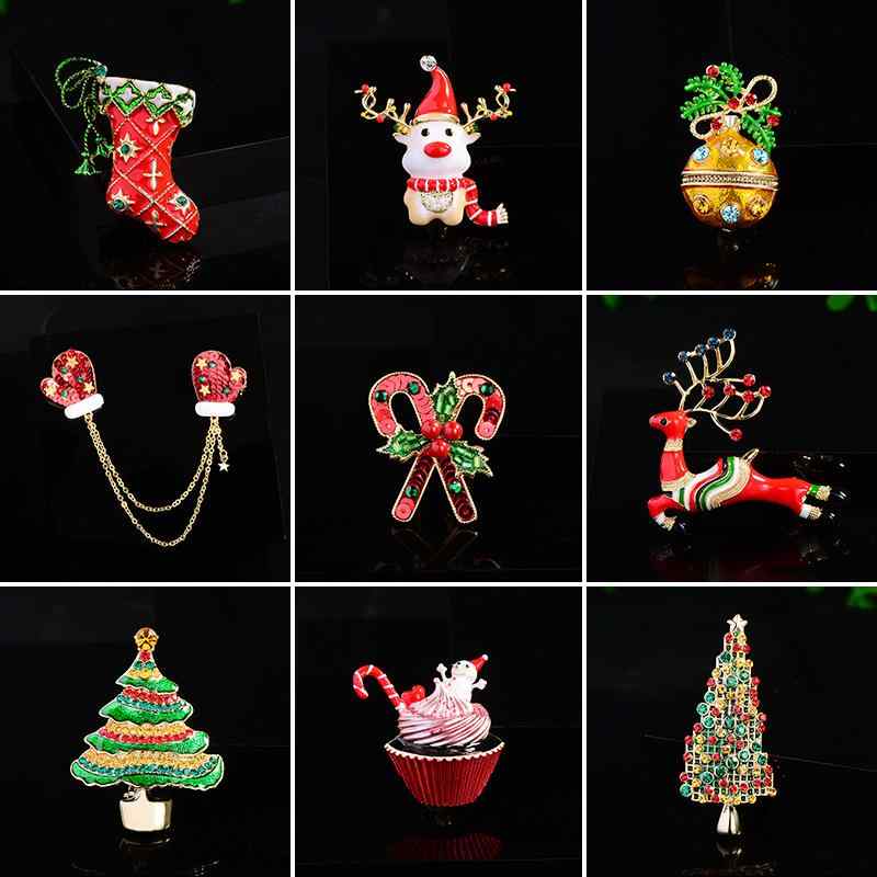 ブローチ レディース クリスマス かわいい トナカイ クリスマスツリー 電気メッキ加工 合金製 独創的 セーター マフラー ストール 襟元ピン おしゃれ ファッション小物 贈り物 ギフト