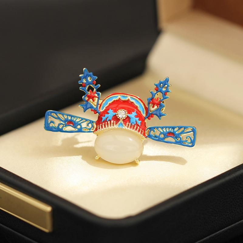 ブローチ 男女兼用 ユニセックス ネオチャイニーズ レトロ 個性的 ファッション 滴油加工 状元帽モチー..