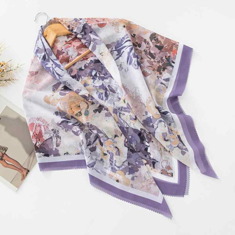 スカーフ レディース バリ紗 高品質 デジタルプリント 花柄 スクエアタイプ オールシーズン 保温 日除..