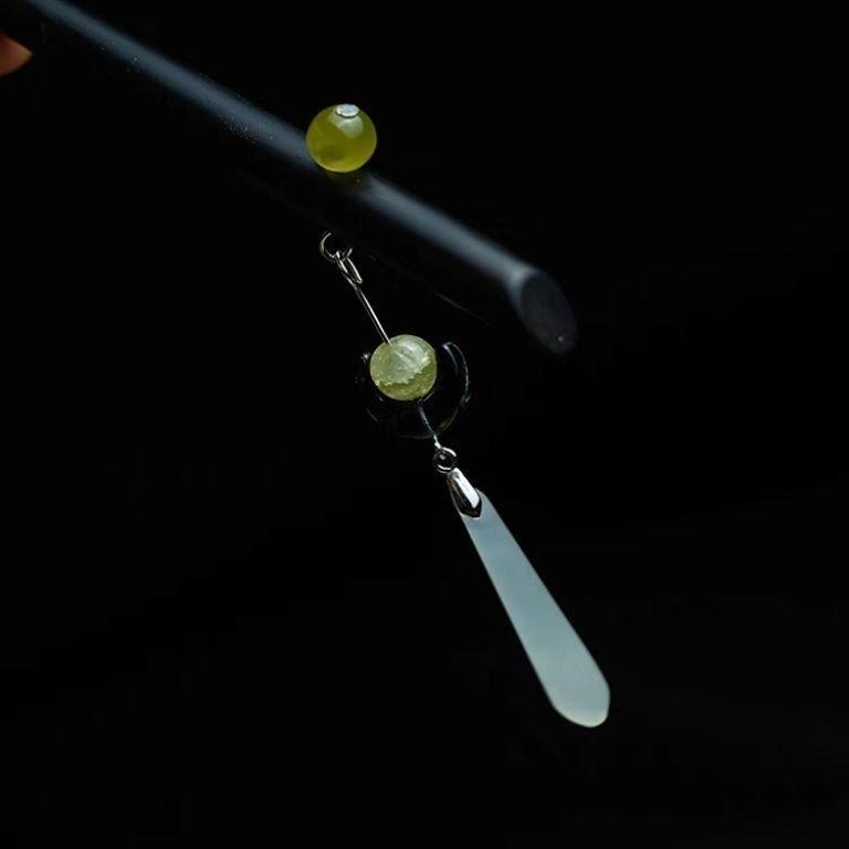 かんざし レディース 天然木 黒檀製 新中華風 レトロな趣 オリジナルデザイン 月モチーフ 水滴 タッセ..