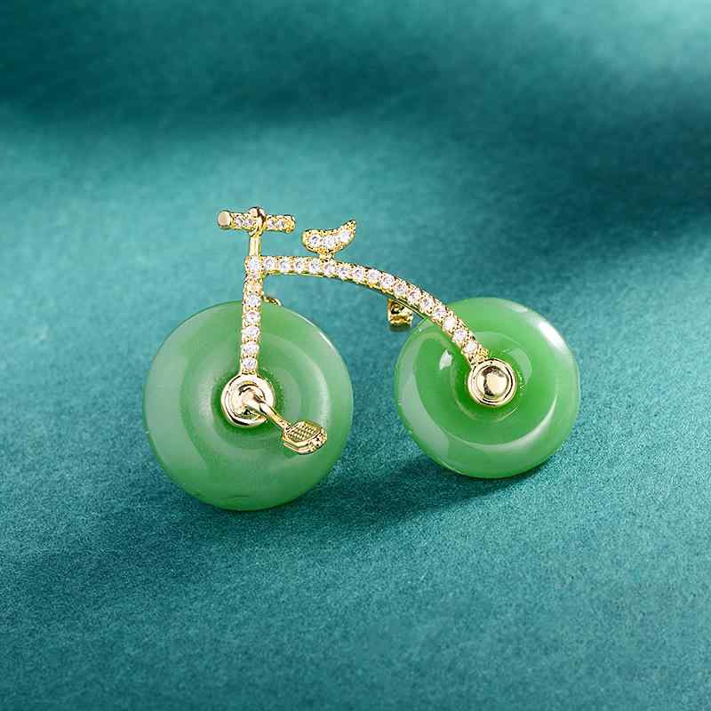 ブローチ レディース メンズ 自転車 レトロ デザイン ジルコニア装飾 高級感 精巧 電気メッキ加工 銅製..