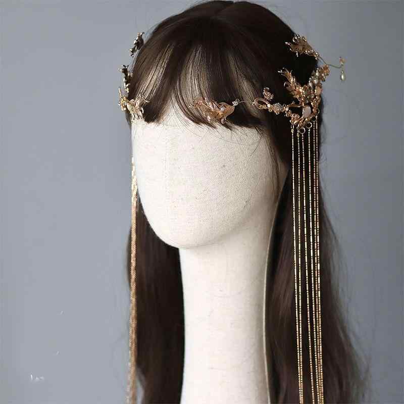 ヘアクリップ レディース 古典風 漢服 仙女風 魏晋風 ブライダル 結婚式 披露宴 二次会 成人式 卒業式 水晶 ビーズ ツタ 蔓 リーフ 合金製 シルバー ゴールド エレガント 上品 かわいい
