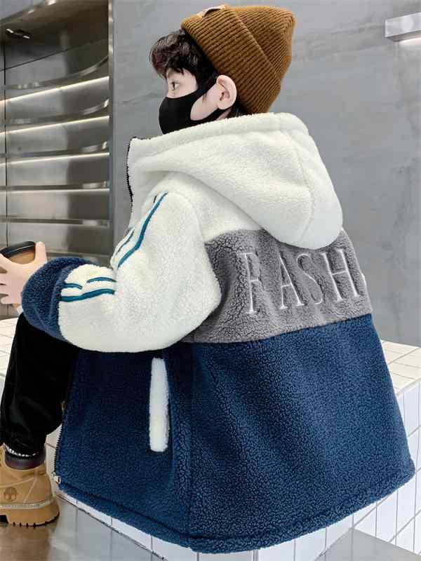 ジャケット キッズ 男の子 秋冬 肉厚 暖かい モコモコ ボア ストリート カジュアル 韓国風 フード付き ジップアップ 長袖 ミドル丈 柔らかな肌触り