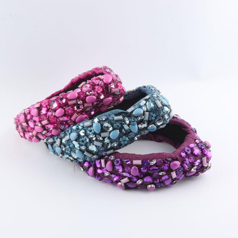 ヘアアクセサリー レディース カチューシャ ラインストーン 煌めく バロック調 結び目 布製 トップボリ..