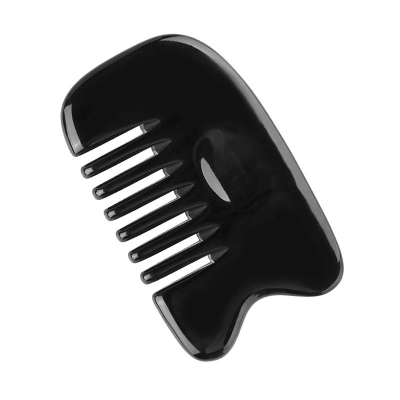 マッサージ櫛 黒水牛角 牦牛角 天然素材 6本歯 かっさ 頭皮ケア ヘッドスパ 経絡マッサージ 全身用 肩 ..