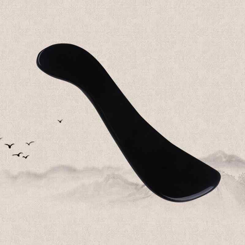 かっさ板 黒水牛角 天然素材 S字型 フェイス 目元 マッサージ ツボ押し 小顔ケア 首 肩 デコルテ 美容 ..