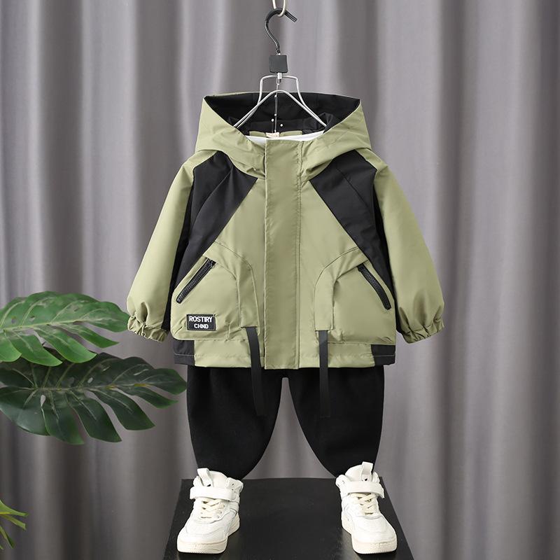 アウター 男の子 キッズ 春秋 切り替え フード付き ハイネック 防風 ウィンドブレーカー ジャケット 通..