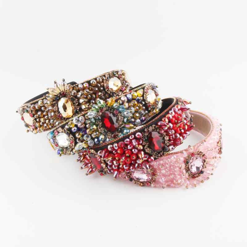 ヘアバンド レディース 欧米風 レトロ 宮廷風 ラインストーン 幅広 カチューシャ 上品 高級感 重厚感 ゴージャス 華やか パーティー 結婚式 二次会 お呼ばれ フォーマル ヘッドドレス ヘアアクセサリー