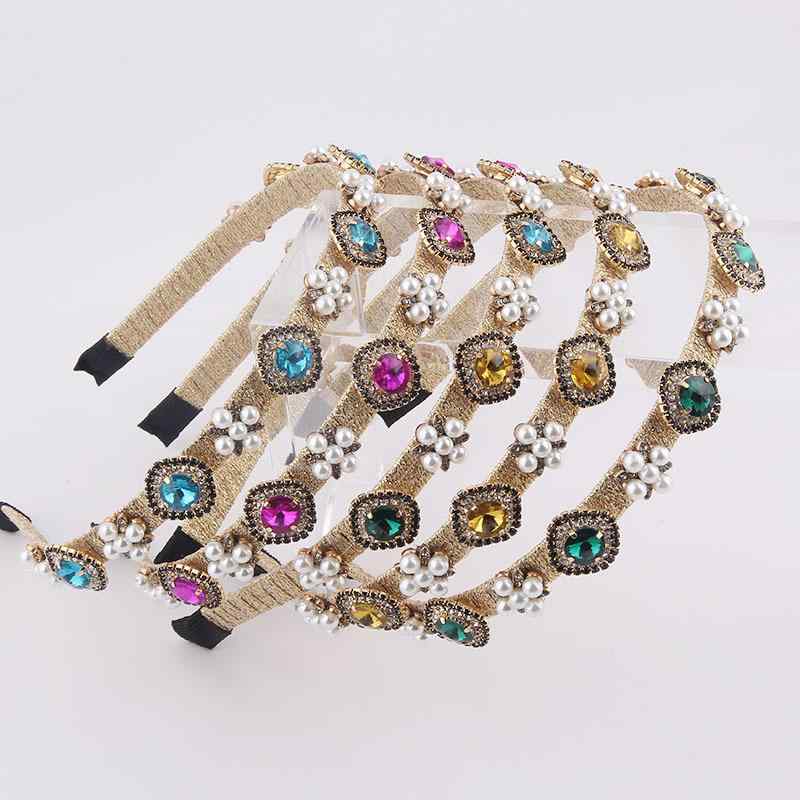 ヘアバンド レディース 金糸巻き 小さなジルコニア パール 韓国風 ファッション 個性的 カチューシャ ..