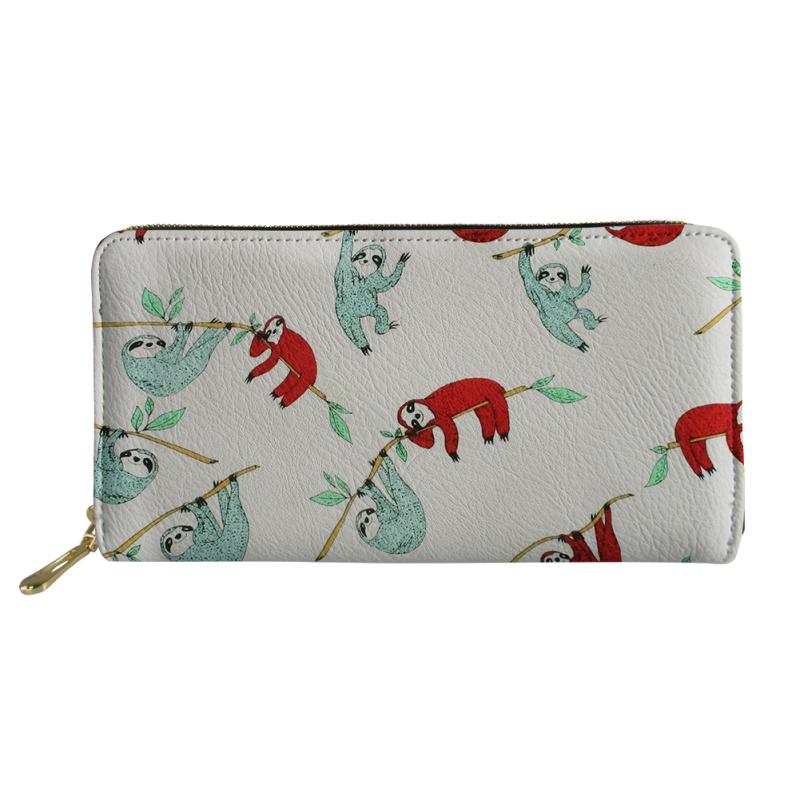 小銭入れ ユニセックス 男女兼用 レッド グリーン ナマケモノ カートゥーン プリント 個性的 軽量 多機..