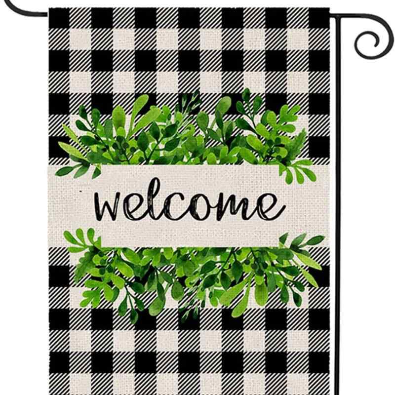 ガーデンフラッグ クリスマス ウェルカム 花柄 かわいい ポリエステル製 屋外用 庭 玄関 デコレーショ..