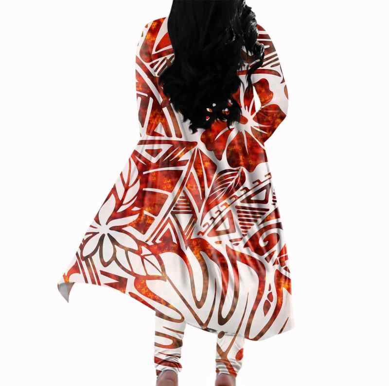 カジュアルセット レディース 速乾 ポリエステル ポリネシア プリント ポンチョ ケープ アウター 秋冬 パンツ スウィート フェミニン リラックスウェア