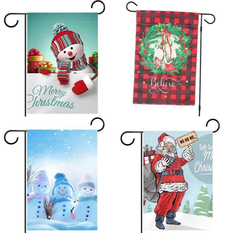 ガーデンフラッグ クリスマス サンタ スノーマン 季節飾り イベント装飾 ポリエステル製 小型 ミニ旗 ..