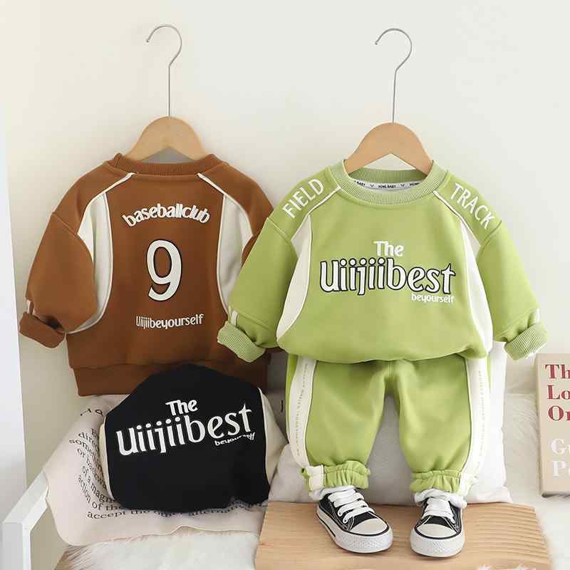 セットアップ ベビー服 キッズ 男の子 女の子 春秋 韓国風 おしゃれ かわいい かっこいい 綿 コットン ソフト加工 ロゴ 切り替え 長袖 長ズボン おむつ替えラクラク プルオーバー 部屋着 カジュアル