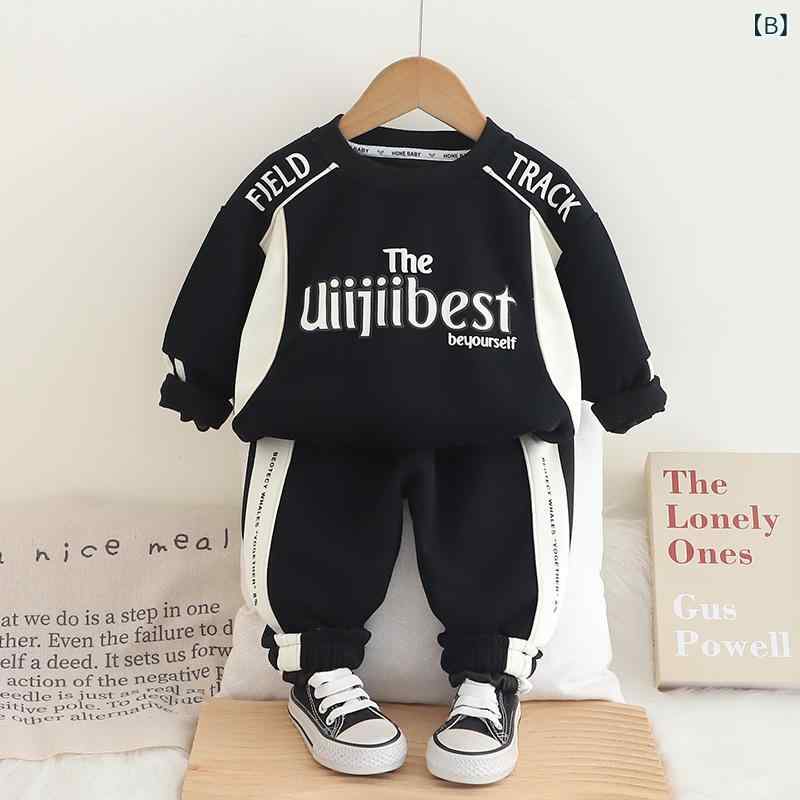 セキュアデポのセットアップ ベビー服 キッズ 男の子 女の子 春秋 韓国風 おしゃれ かわいい かっこいい 綿 コットン ソフト加工 ロゴ 切り替え 長袖 長ズボン おむつ替えラクラク プルオーバー 部屋着 カジュアル｜アングル3
