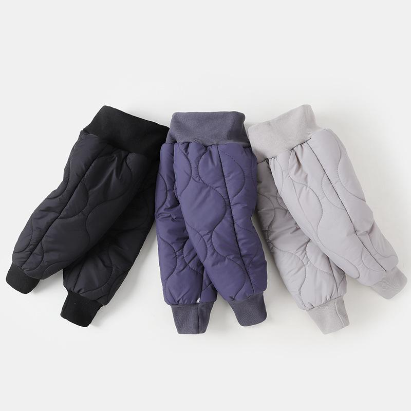 ベビー キッズ 男の子 女の子 裏起毛 厚手 ハイウエスト お腹ガード あったか 防寒 中綿パンツ カジュアル 無地 ポリエステル素材 1歳 2歳 3歳 秋冬