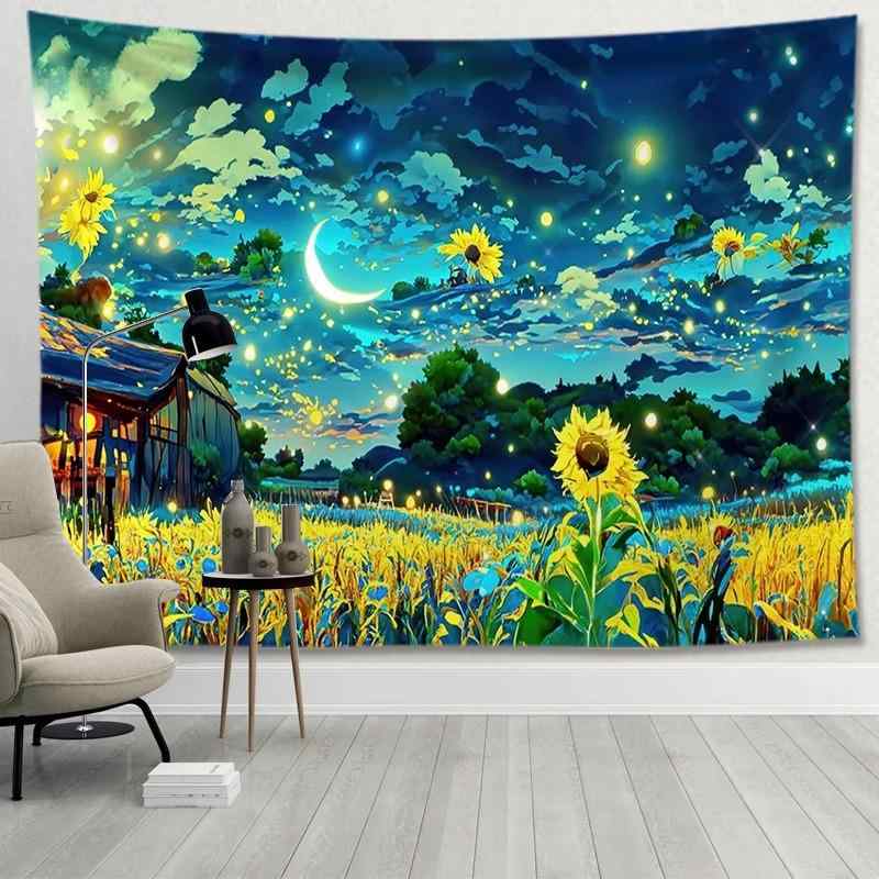 楽天セキュアデポタペストリー ゴッホ 癒し風景 インスタ映え 背景布 ウォールアート 寝室 リビング お部屋 壁飾り モダン シンプル 個性的 名画 ポスター