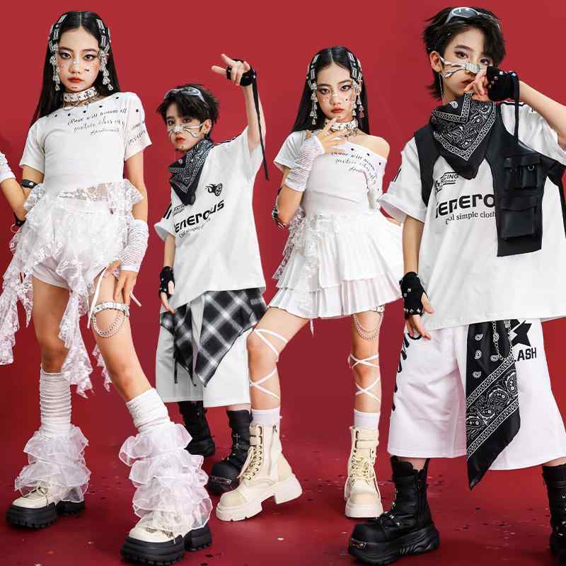 ダンス 衣装 キッズ 子供 女の子 男の子 ヒップホップ ストリートダンス ジャズダンス 発表会 ベスト ジレ パンツ ステージ 練習着 男女兼用 春夏 ポリエステル