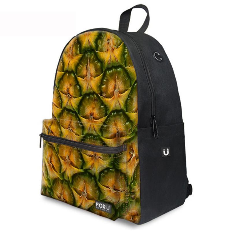 楽天セキュアデポバックパック 男女兼用 キャンバス 大容量 通勤 通学 学生 A4対応 ポケット多数 フルーツ柄 トレンディ クール おしゃれ ファスナー開閉 ソフト