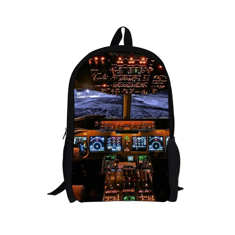 リュックサック 子供 キッズ 男女兼用 ユニセックス 軽量 軽い 飛行機 宇宙船 操作盤ディスプレイ柄 お..