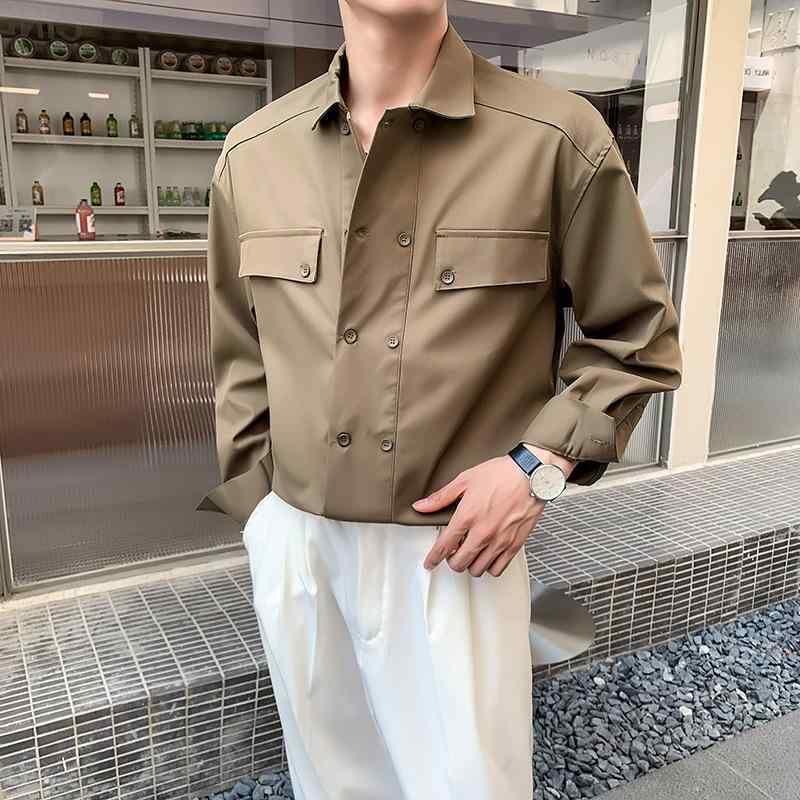 シャツ メンズ 長袖 韓国風 きれいめカジュアル スリムフィット ノーアイロン 形態安定 男前 おしゃれ 春秋 通勤 通学 ビジネス 白 ホワイト シンプル 大人 普段使い