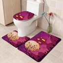 フロアマット 洗濯機で洗える 浴室用 トイレマット ラグ ハロウィン柄 シャワーカーテン 3点セット ポリエステル製 長方形 45x75cm