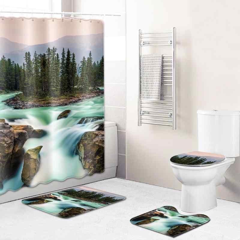 シャワーカーテン トイレマット タペストリー 防水 デジタルプリント 高精細 ビーチ ヤシの木 海景 ポ..