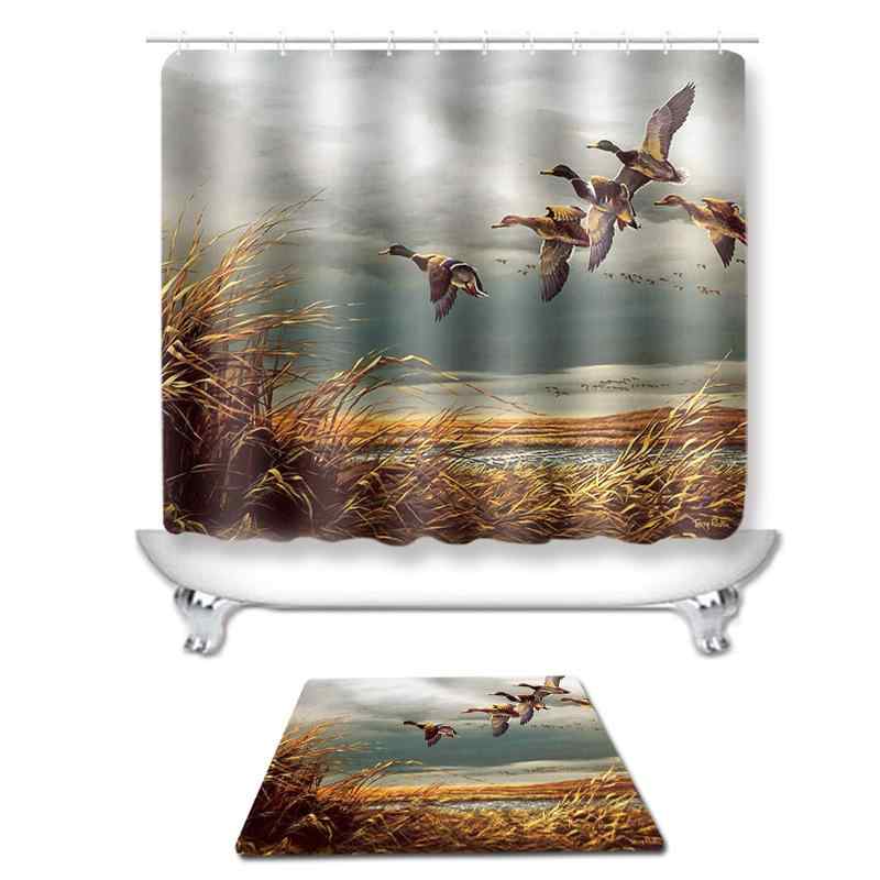 シャワーカーテン トイレマット タペストリー 高精細 デジタルプリント 風景柄 超やわらか フランネル ..