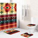 シャワーカーテン 防水 欧米 レトロ アメリカンデザイン ポリエステル バスルーム 浴室 フランネル バスマット マット 4点セット 洗える おしゃれ インテリ...