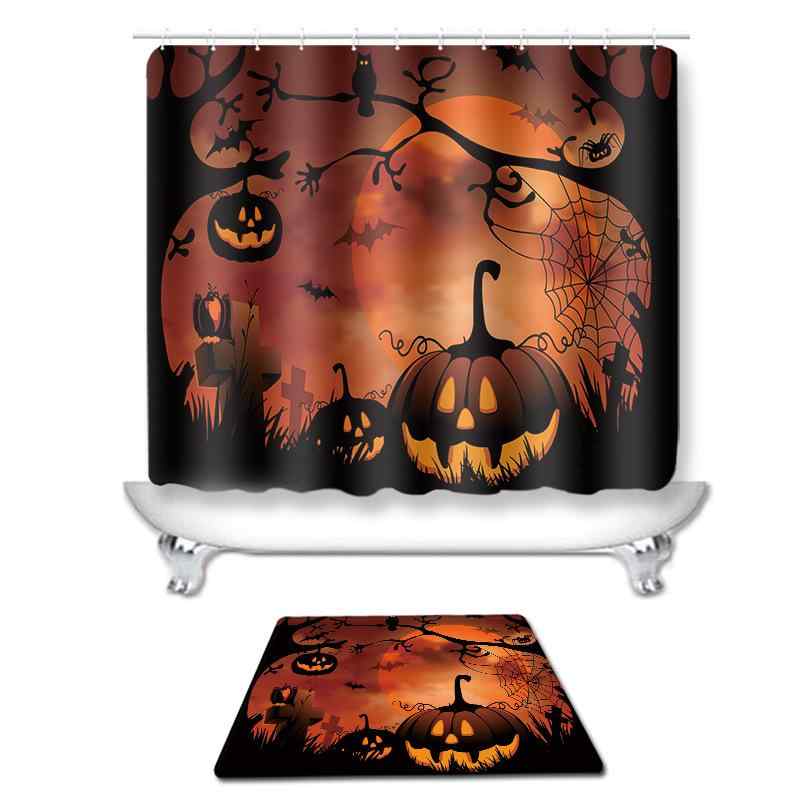 シャワーカーテン ハロウィン アメリカンデザイン 防水 ポリエステル製 デジタルプリント パンプキン モンスターフェイス 浴室用 目隠し