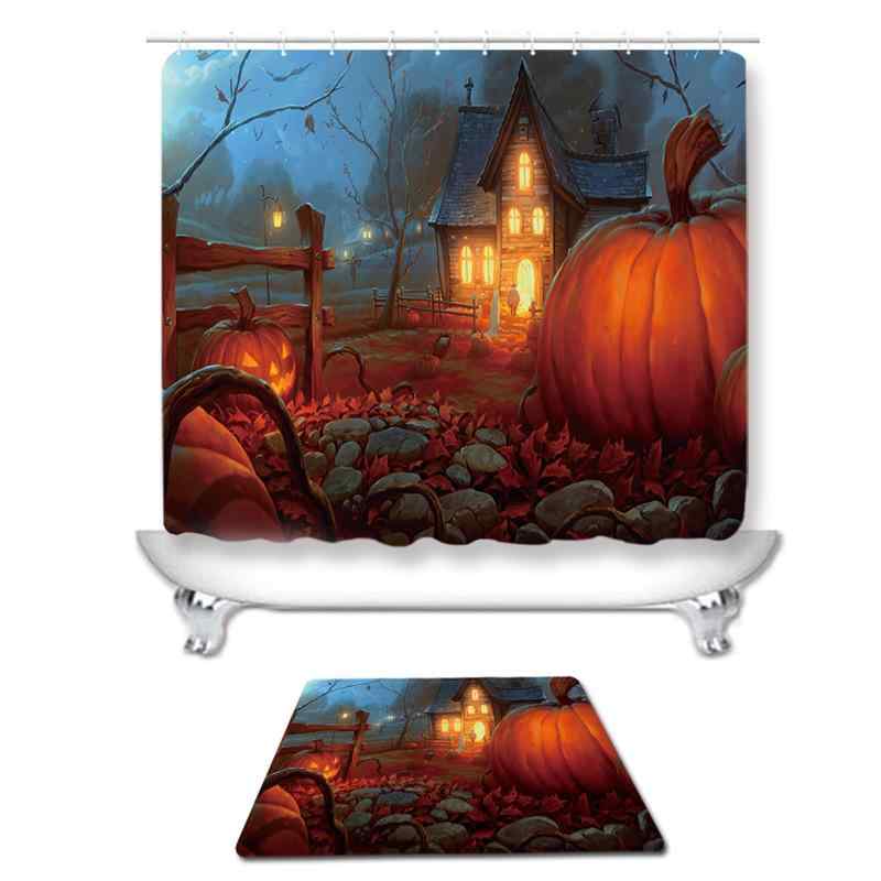 シャワーカーテン 撥水 防カビ ハロウィン かぼちゃ モンスター デジタルプリント ポリエステル製 タペ..