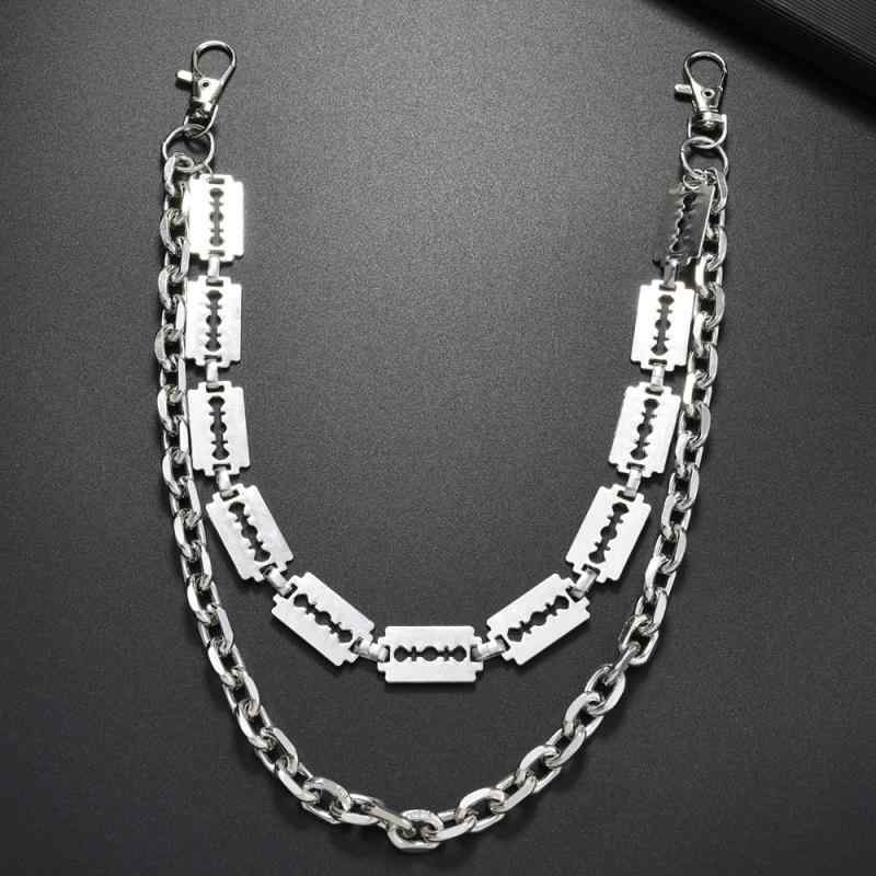ウォレットチェーン メンズ ユニセックス パンク ロック ヒップホップ ストリート 多重 メタル シルバ..