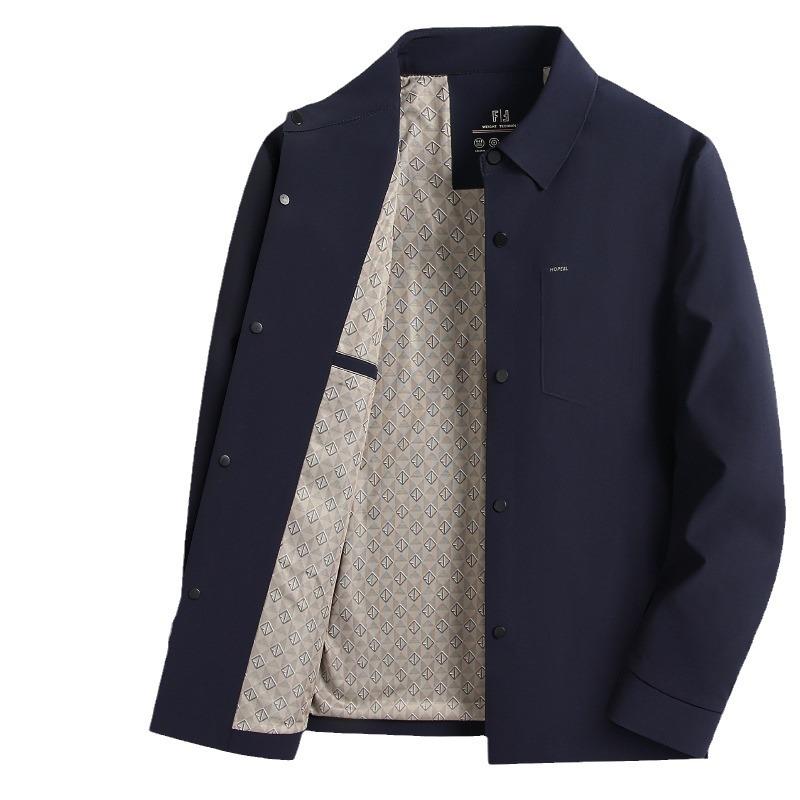 ジャケット メンズ 防風 イージーケア 耐久性 ナイロン ストレッチ 襟付き ワークジャケット 上質 ビジネスカジュアル 大人向け 春秋物 長袖 サイドポケット ネイビー カーキ