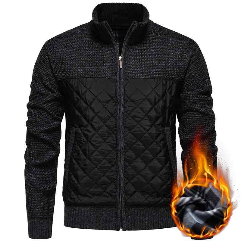 ニットジャケット メンズ 裏起毛 厚手 洗濯OK シワになりにくい スタンドカラー カジュアル 秋冬 ストレートシルエット ラビットファー アウター ブルゾン おしゃれ 着回し