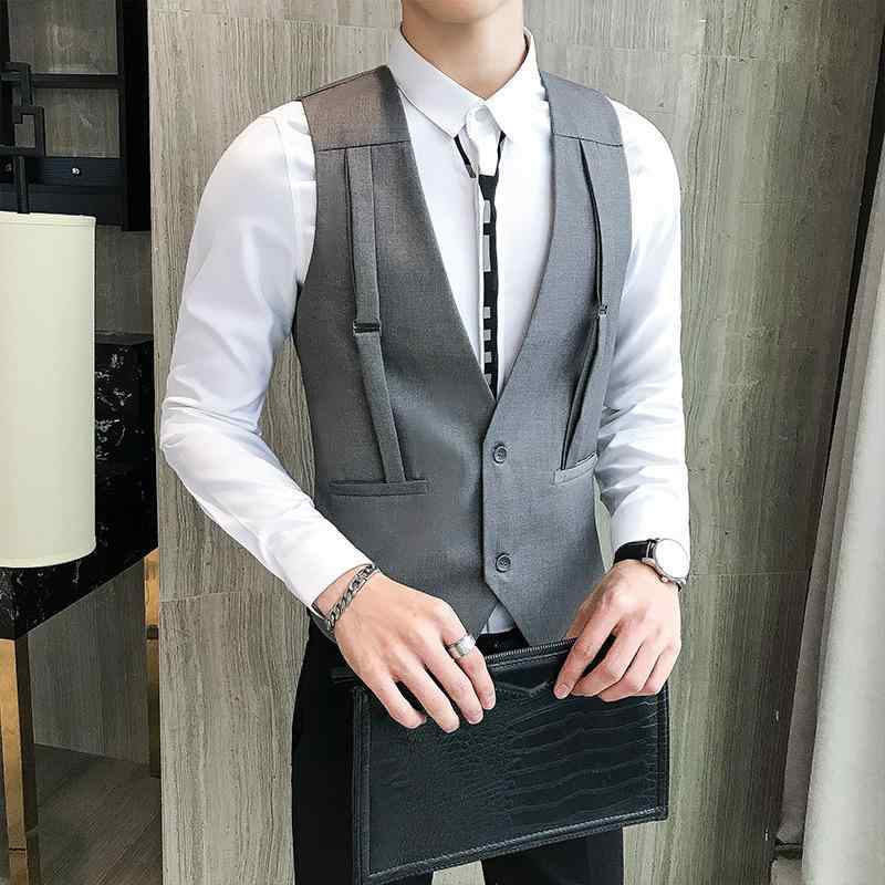 ベスト メンズ ジレ ショート丈 個性的 おしゃれ サスペンダー 綿 コットン 大きいサイズ ビッグサイズ ゆったり 理容師 美容師 ワークユニフォーム 作業服 ナイトクラブ バーテンダー カジュアル 春秋