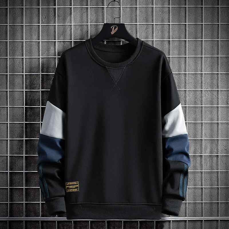 スウェット メンズ 男性用 長袖 プルオーバー トレーナー 切り替え クルーネック 丸首 綿 コットンブレンド カジュアル 韓国ファッション 普段着 部屋着 ルームウェア 春秋
