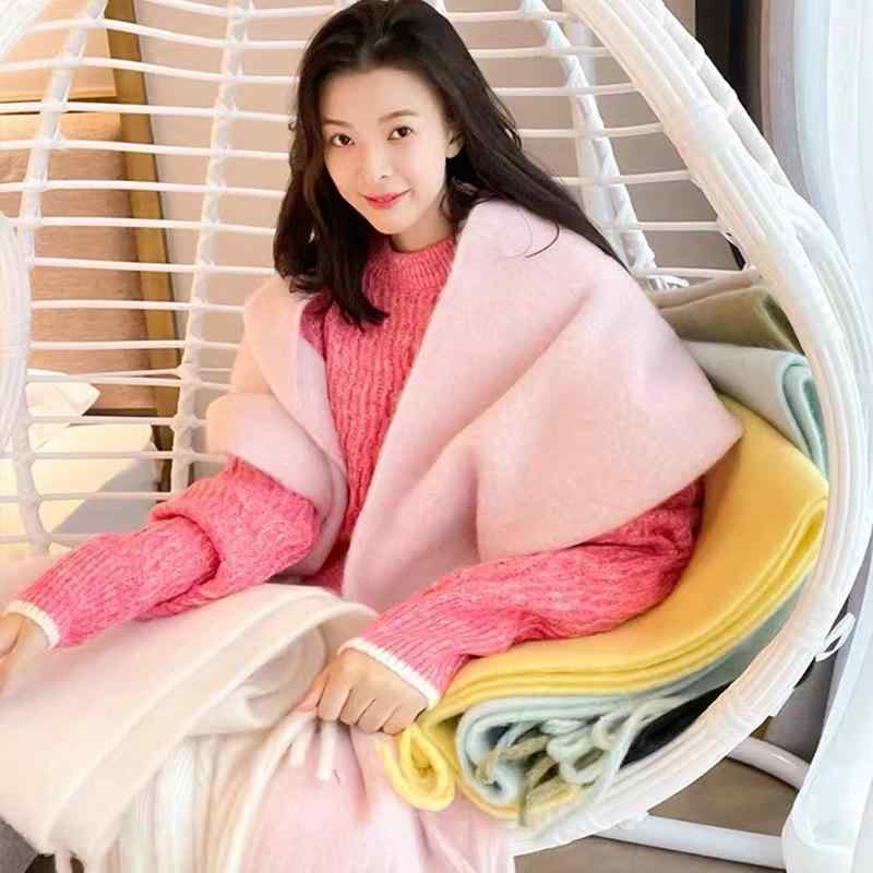 マフラー レディース 保温 防寒 厚手 モヘア ビスコース 大判 ストール ショール マカロンカラー 無地 ..