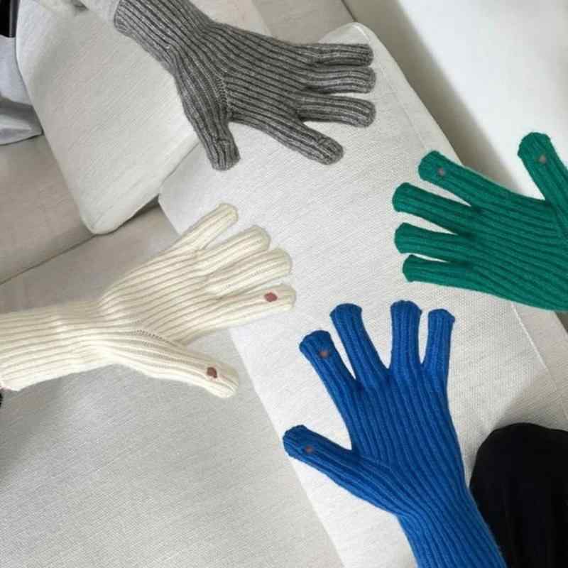 ニット手袋 レディース スマホ対応 防寒 保温 防風 裏起毛 フリース素材 無地 韓国風 ストリート カジュアル シンプル おしゃれ かわいい トレンド 秋冬(x2)