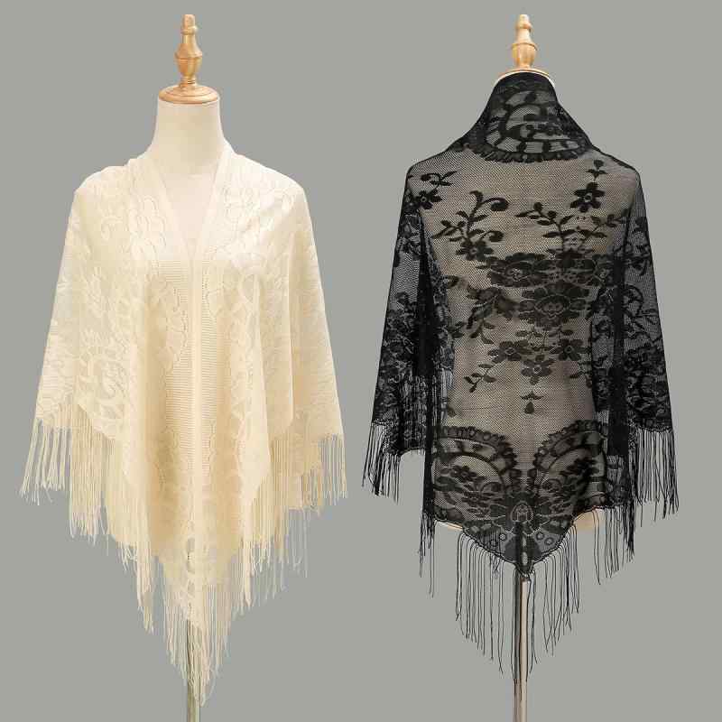 ショール レディース ペイズリー柄 透かし編み 三角ストール 欧米風 フリンジ 無地 ナイロン素材 おしゃれ カジュアル ストリートスタイル オールシーズン対応
