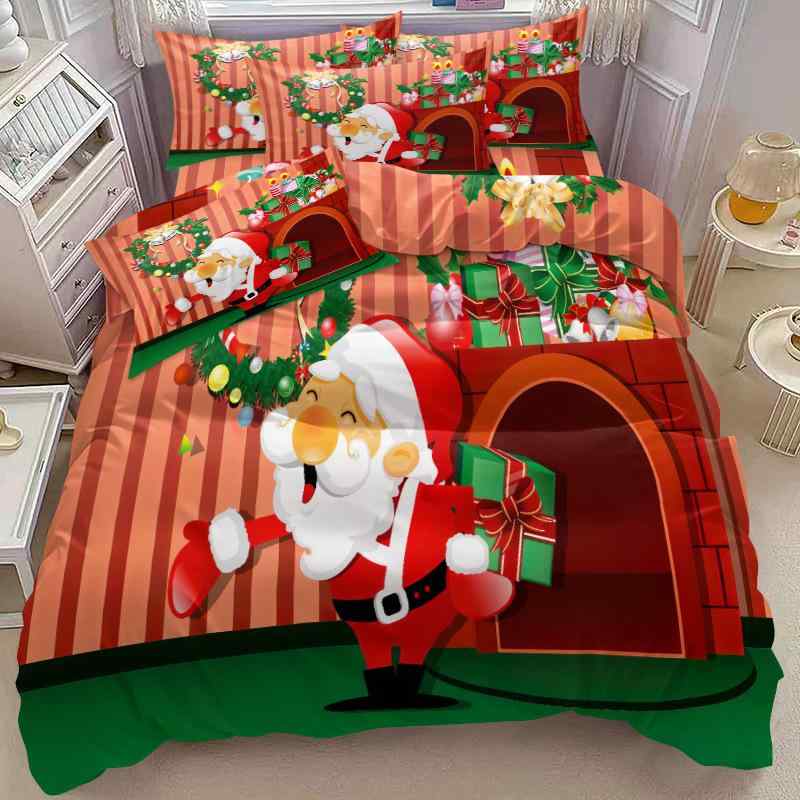 布団カバー 3点セット サンタクロース クリスマス デジタルプリント カートゥーン かわいい おしゃれ ..