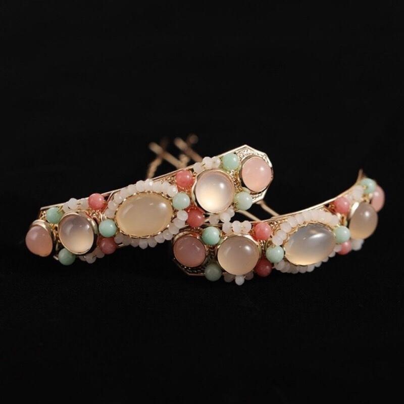 髪飾り 純銅製 ハンドメイド 色褪せしにくい 変色防止 漢服 古風 レトロ ミニ冠 簪 骨董品風 アンティーク調 ヘアピン アップスタイル ..