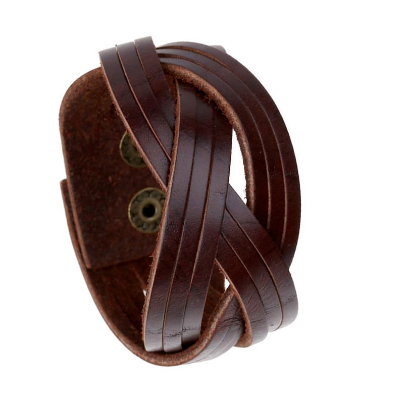 ブレスレット メンズ 牛革 本革 レザー 編み込み ハンドメイド 手作り レトロ アンティーク ファッション トレンド カジュアル 男女兼用 幾何学模様 ブラウ...