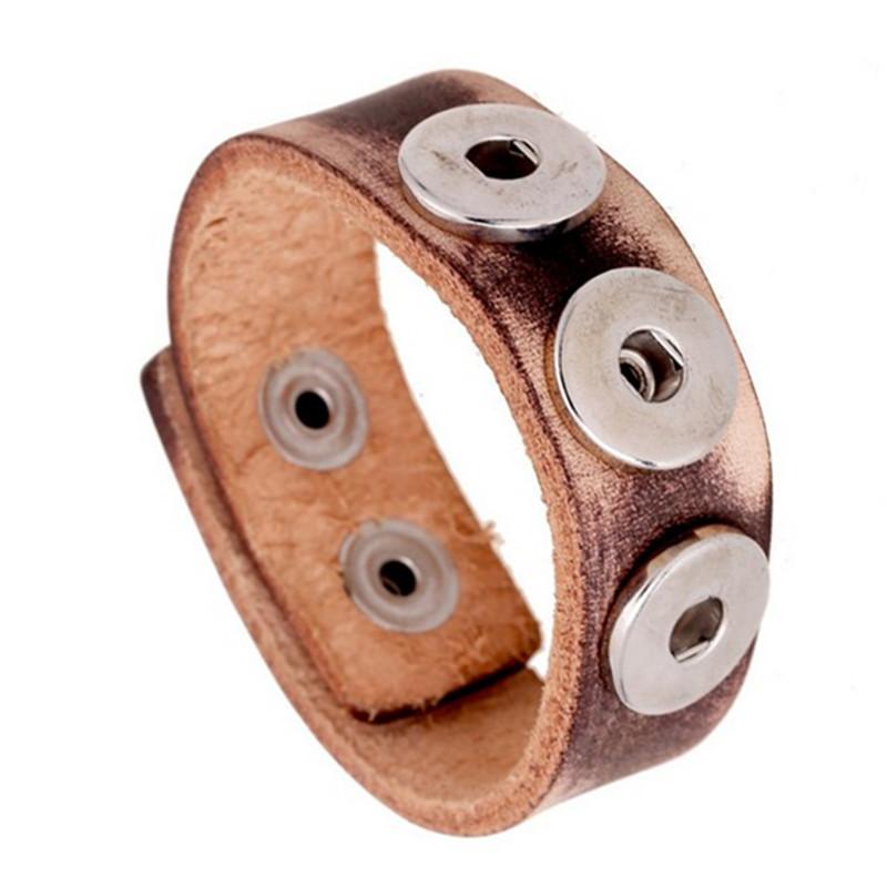 楽天セキュアデポブレスレット メンズ レディース 男女兼用 本革 牛革 レトロ アンティーク ヴィンテージ スナップボタン 手作り ハンドメイド カジュアル ファッション ブラウン