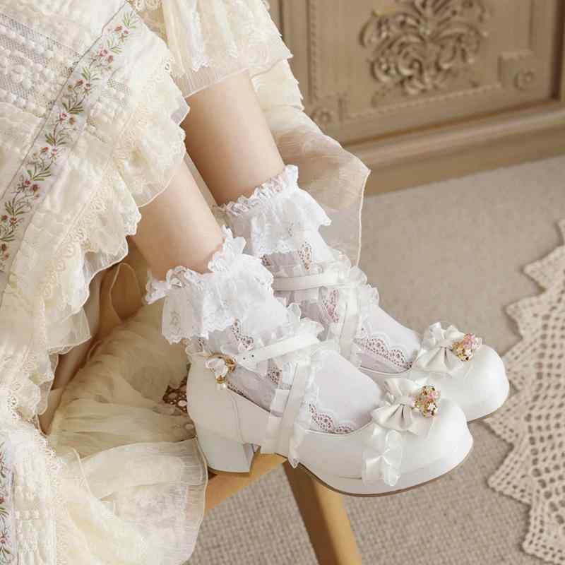 パンプス レディース ロリータ 大きいサイズ ラウンドトゥ リボン 学生 漢服 コスプレ ウェッジソール 4-6cmヒール ワンストラップ PUレザー フェイクレザー裏地 ゴム底 日常使い 春夏 浅履き